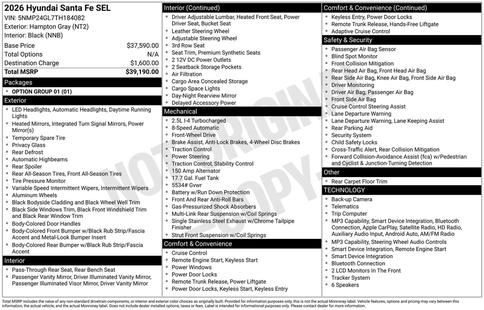 hyundai santa fe 2026 5NMP24GL7TH184082 image hyundai santa fe 2026 5NMP24GL7TH184082 image